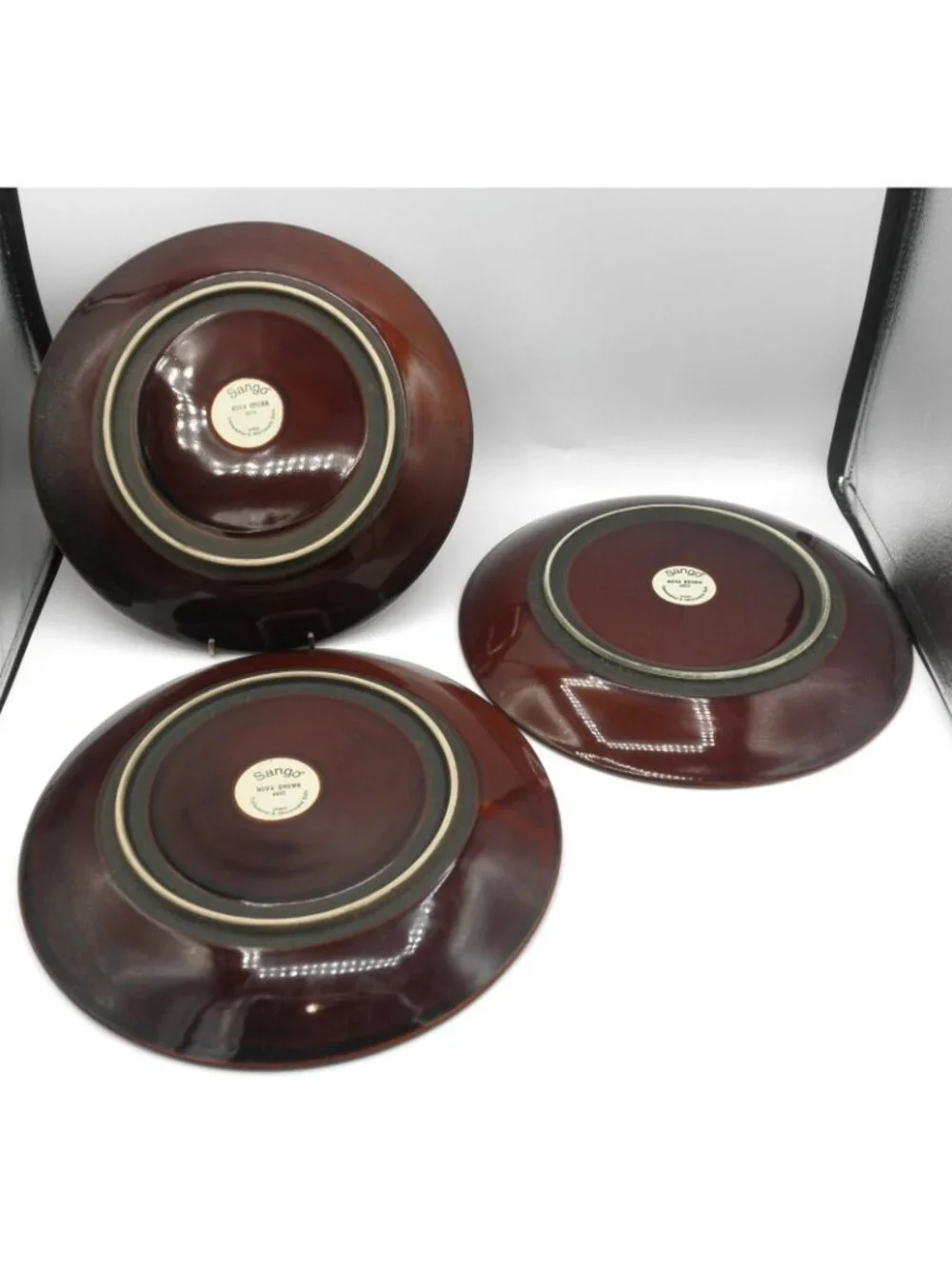 Nova Brown by Sango 10-7/8 Inch Dinner Plates Set of 3 Pattern Code: SANNOVBR